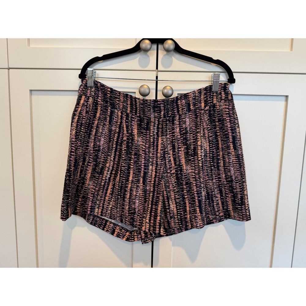 Ann Taylor Women's Size 10 Black Pink Abstract Print Pleated Shorts